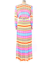 Adolfo Rainbow Striped Silk Ensemble Suit arcadeshops.com