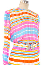 Adolfo Rainbow Striped Silk Ensemble Suit arcadeshops.com