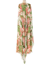 Malcolm Starr Floral Printed Caped Gown Dress arcadeshops.com