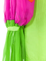 Neon Colorblocked Silk Blouse Top arcadeshops.com