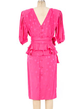 Ungaro Celestial Jacquard Fuchsia Silk Ensemble Suit arcadeshops.com