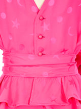 Ungaro Celestial Jacquard Fuchsia Silk Ensemble Suit arcadeshops.com