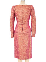 Adolfo Rose Gold Textured Skirt Ensemble Suit arcadeshops.com