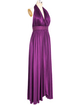 Bill Tice Plum Jersey Halter Gown Dress arcadeshops.com