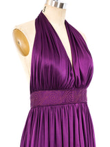 Bill Tice Plum Jersey Halter Gown Dress arcadeshops.com