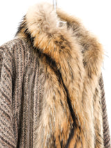 Gucci Fox Fur Trimmed Knit Coat Outerwear arcadeshops.com