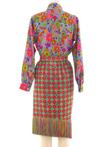 1990 Yves Saint Laurent Printed Fringe Ensemble Suit arcadeshops.com