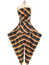 Sculptural Plaid Thai Silk Jumpsuit Suit arcadeshops.com