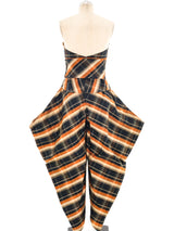 Sculptural Plaid Thai Silk Jumpsuit Suit arcadeshops.com