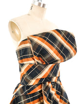 Sculptural Plaid Thai Silk Jumpsuit Suit arcadeshops.com