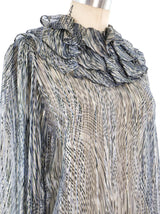 Abstract Print Ruffled Silk Top Top arcadeshops.com