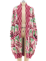 Gene Ewing Skiing Intarsia Cocoon Cardigan Jacket arcadeshops.com