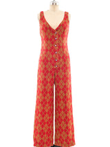 1960's Argyle Wool Jumpsuit Suit arcadeshops.com