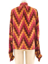 Calvin Klein Geometric Printed Silk Shirt Top arcadeshops.com