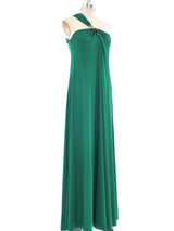 Donald Brooks Emerald One Shoulder Jersey Gown Dress arcadeshops.com