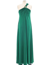 Donald Brooks Emerald One Shoulder Jersey Gown Dress arcadeshops.com
