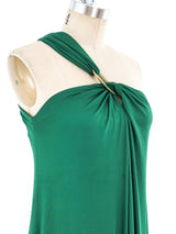 Donald Brooks Emerald One Shoulder Jersey Gown Dress arcadeshops.com