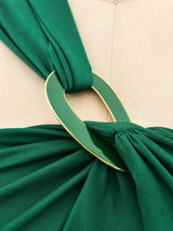 Donald Brooks Emerald One Shoulder Jersey Gown Dress arcadeshops.com