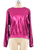 Christian Dior Fuchsia Lamé Blouse Top arcadeshops.com