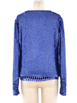 Oscar de la Renta Sequin Embellished Argyle Top Top arcadeshops.com