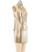 Gold Metal Mesh Halter Ensemble Suit arcadeshops.com