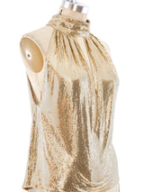 Gold Metal Mesh Halter Ensemble Suit arcadeshops.com