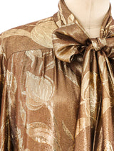 Nina Ricci Metallic Floral Blouse Top arcadeshops.com