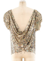 Whiting and Davis Swirl Printed Chainmail Top Top arcadeshops.com