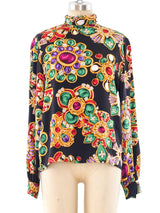 Jewel Printed Silk Blouse Top arcadeshops.com