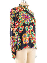 Jewel Printed Silk Blouse Top arcadeshops.com