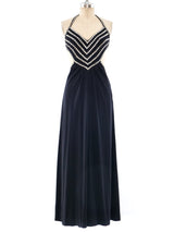 Estevez Crystal Studded Halter Gown Dress arcadeshops.com