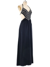 Estevez Crystal Studded Halter Gown Dress arcadeshops.com