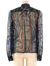 Givenchy Metallic Lurex Jacquard Silk Blouse Top arcadeshops.com