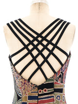 1990's Metallic Printed Mosaic Mini Dress Dress arcadeshops.com