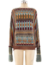Mali Firenze Metallic Handknit Sweater Top arcadeshops.com