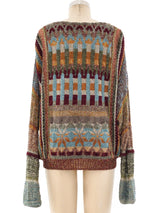Mali Firenze Metallic Handknit Sweater Top arcadeshops.com
