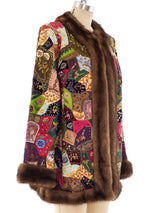 Oscar de la Renta Fur Trimmed Patchwork Jacket Jacket arcadeshops.com