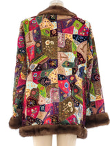 Oscar de la Renta Fur Trimmed Patchwork Jacket Jacket arcadeshops.com