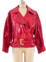 Valentino Croc Embossed Vegan Leather Motorcycle Jacket Jacket arcadeshops.com