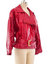 Valentino Croc Embossed Vegan Leather Motorcycle Jacket Jacket arcadeshops.com