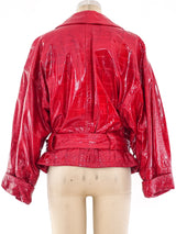 Valentino Croc Embossed Vegan Leather Motorcycle Jacket Jacket arcadeshops.com