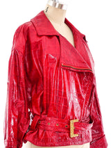 Valentino Croc Embossed Vegan Leather Motorcycle Jacket Jacket arcadeshops.com