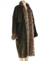 Yves Saint Laurent Fur Lined Suede Coat Outerwear arcadeshops.com