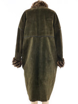 Yves Saint Laurent Fur Lined Suede Coat Outerwear arcadeshops.com