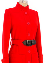 Ted Lapidus Red Wool Belted Coat Jacket arcadeshops.com
