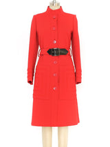 Ted Lapidus Red Wool Belted Coat Jacket arcadeshops.com