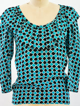 Yves Saint Laurent Silk Check Top Top arcadeshops.com