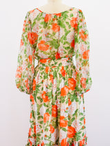 Yves Saint Laurent Peach Floral Ensemble Two Piece arcadeshops.com