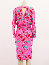 Guy Laroche Pink Leaf Print Wrap Dress Dress arcadeshops.com