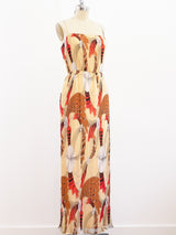Feather Print Plisse Pleat Dress Dress arcadeshops.com